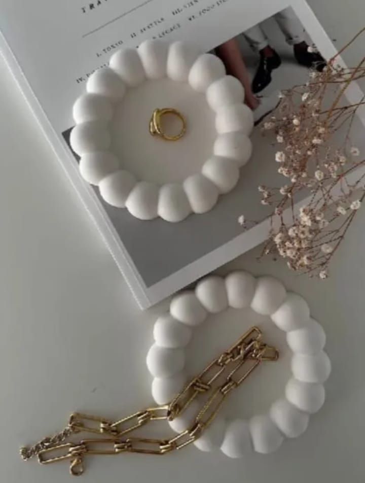 Gypsum Round tray for home decor